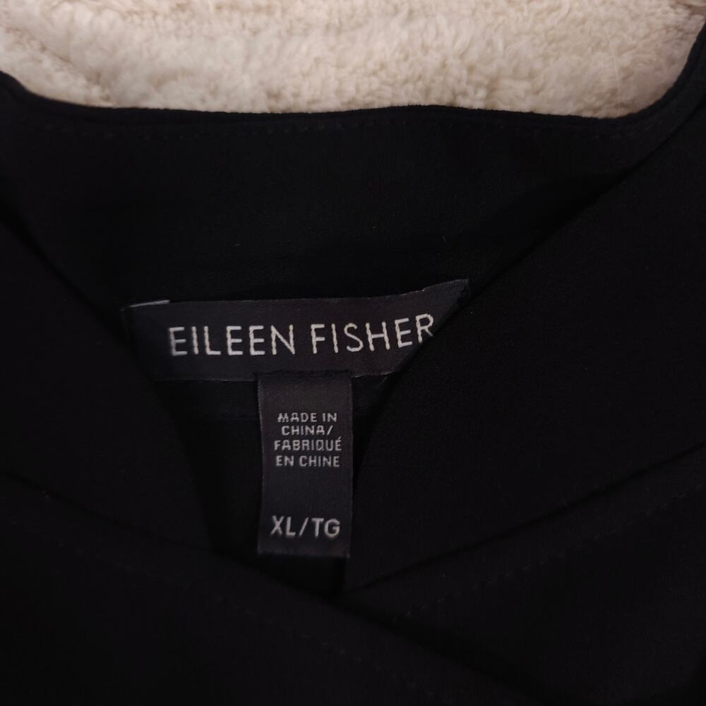Eileen Fisher Black Silk Asymmetrical Zip Vest Sz Extra Large - Picture 6 of 11